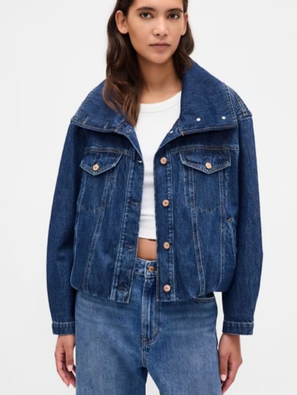GAP Denim Oversized Cocoon Jacket size Large - Picture 2 of 2